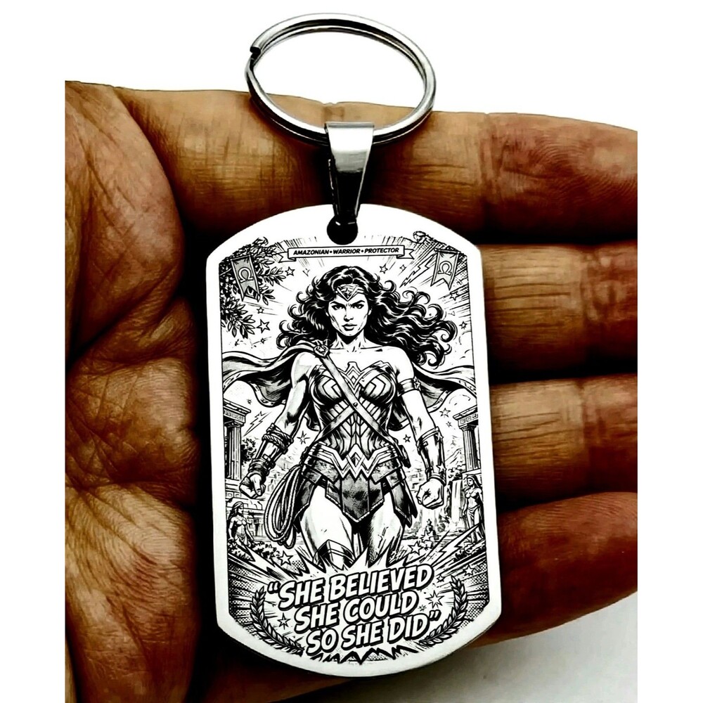 She Believe She Could She Did Strong Woman Stainless Keychain Army Life Live